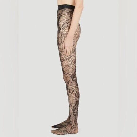 NWT GUCCI BLACK LACE TIGHTS Fionet Size L 716410 Butterfly - Picture 2 of 9